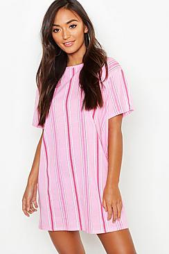 Boohoo Petite Stripe Oversized Sleep Tee
