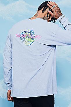 Boohoo Long Sleeve Loose T-shirt With Front And Back Print