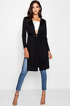Boohoo Sarah Belted Collarless Kimono