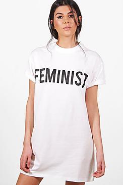 Boohoo Emma Feminist Slogal T-shirt Dress