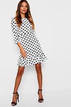 Boohoo Lilliana Polka Dot Open Back Tea Dress
