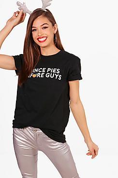 Boohoo Hannah Mince Pies Slogan Xmas T-shirt