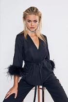 Boohoo Premium Feather Trim Blazer Jacket