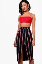 Boohoo Hallie Premium Stripe Wrap Skirt