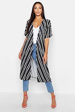 Boohoo Woven Chevron Tie Kimono