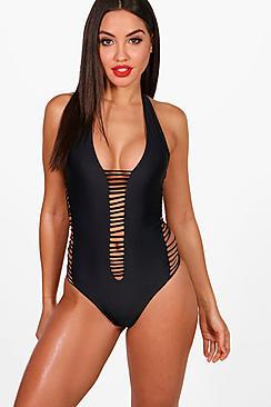 Boohoo Turkey Ladder Cut Out Strappy Swimsuit