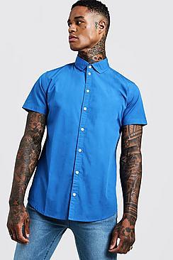 Boohoo Cotton Poplin Shirt In Short Sleeve