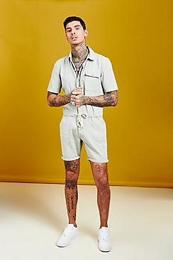 Boohoo Short Length Denim Jumpsuit