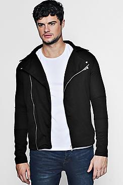 Boohoo Ribbed Jersey Biker Jacket