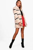 Boohoo Skye Stripe Faux Fur Coat