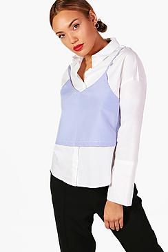 Boohoo Suzanne Stripe Cami And Shirt