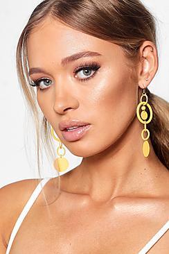 Boohoo Yellow Layered Hoop Earrings