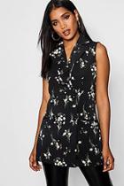Boohoo Ditsy Floral Sleeveless Blazer