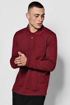 Boohoo Long Sleeve Pocket Polo In Jersery
