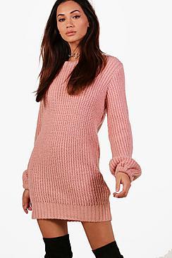 Boohoo Petite Sally Balloon Sleeve Jumper Dress
