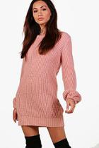 Boohoo Petite Sally Balloon Sleeve Jumper Dress
