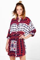 Boohoo Natasha Paisley Shirt Dress Red
