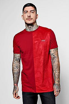 Boohoo Lux Suede Panel Man T-shirt