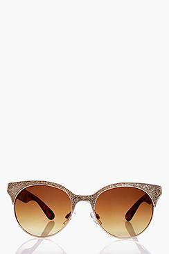 Boohoo Glitter Frame Cat Eye Sunglasses
