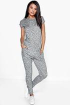 Boohoo Ribbed Capped Sleeve Casual Jumpsuit