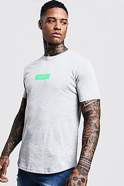 Boohoo Neon Man Box Logo Longline T-shirt