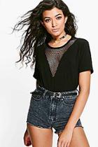 Boohoo Caitlan Mesh Plunge Oversized T-shirt
