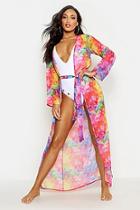 Boohoo Rainbow Tie Dye Maxi Beach Kimono