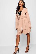 Boohoo Holly Collared Belted Duster Jacket