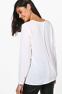 Boohoo Hollie Open Back Woven Blouse