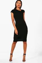 Boohoo Cap Sleeve Curve Neck Midi Dress
