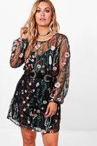 Boohoo Plus Maria Embroidered Skater Dress