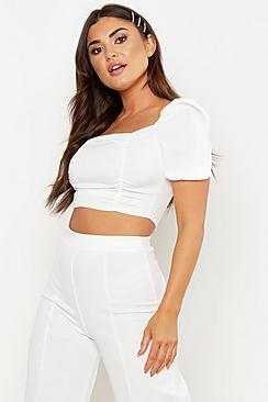 Boohoo Puff Sleeve Crop Top