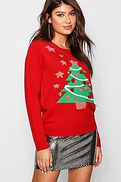 Boohoo Christmas Jumper With Christmas Tree