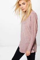 Boohoo Bethany Button Detail Jumper Pink