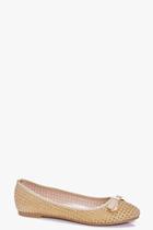 Boohoo Lois Woven Bow Trim Ballet Tan