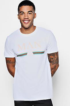 Boohoo Man Retro Multi Stripe Print T Shirt