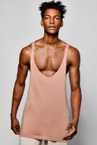 Boohoo Extreme Racer Back Tank Top With Raw Edge Coral
