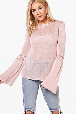 Boohoo Erica Flared Sleeve Loose Knit Jumper