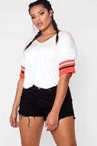 Boohoo Plus Sports Trim Sleeve V Neck Tee