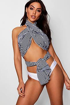 Boohoo Jade Wrap Around Beach Top