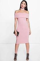 Boohoo Mhairi Choker Off The Shoulder Midi Dress
