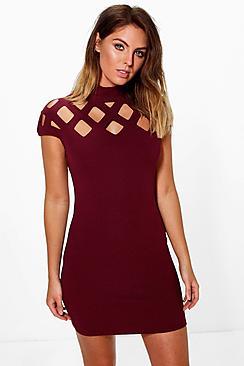 Boohoo Bryanna Cut Out Neck Bodycon Dress