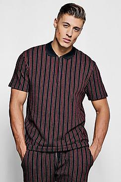 Boohoo Wide Set Stripe Smart Polo