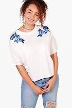 Boohoo Plus Jackie Applique Embroidery Sweat Top
