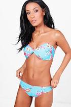 Boohoo Maddie Floral Twisted Bandeau Bikini