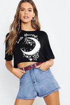 Boohoo Moon Printed Oversize Crop Top