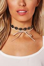Boohoo Lacey Boho Coin And Suedette Tie Choker Set