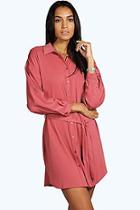 Boohoo Tall Hilda Woven Shirt Dress With Belt