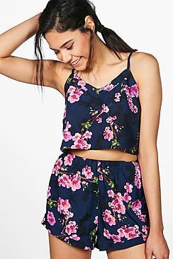 Boohoo Gabriella Floral Vest + Short Pj Set