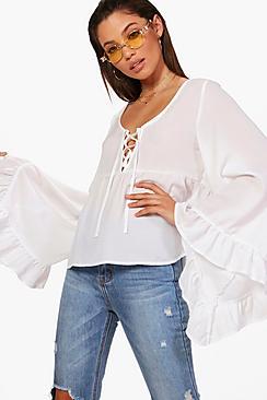 Boohoo Camilla Ruffle Detail Trim Top